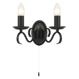 Happy Homewares Traditional Wall Light Fixture With Pull Switch And Black Arms And Sconces - thumbnail 2