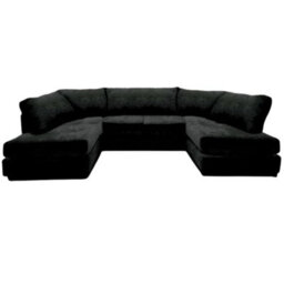 Ashton Full Back U Shaped Corner Sofa Chenille Black 6 Seater
