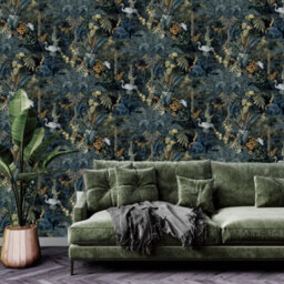 Holden Décor Holden Decor Jungle Paradise Navy Spongeable Flat Surface Wallpaper 13180 - thumbnail 3