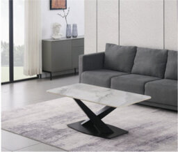 Stratus Interiors Sintered Stone Top Coffee Table White Grey Black - Gray - thumbnail 1