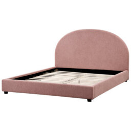 Beliani Bed Boucle Vaucluse 160 X 200 Cm (Eu King Size) Pastel Pink - thumbnail 5
