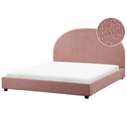 Beliani Bed Boucle Vaucluse 160 X 200 Cm (Eu King Size) Pastel Pink - thumbnail 1