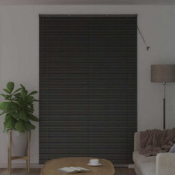 Berkfield Window Blind With Curtains Manual Black Aluminium - thumbnail 3