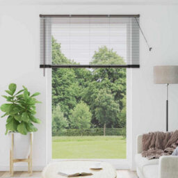 Berkfield Window Blind With Curtains Manual Black Aluminium - thumbnail 1