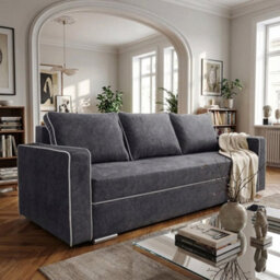 Beno Sofa Bed With Storage Compartment Laminated Board Chipboard Bonell Springs Wooden Legs 230X92X91Cm Grey