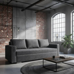 Beno Sofa Bed With Storage Compartment Laminated Board Chipboard Bonell Springs Wooden Legs 230X92X91Cm Grey - thumbnail 2