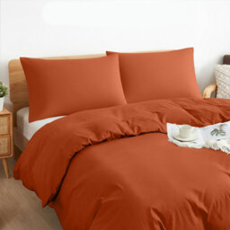 Aspire Homeware Plain Duvet Cover Set Soft Microfibre, Rust, Double (L)200Cm X (W)200Cm - thumbnail 2