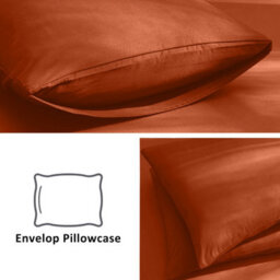Aspire Homeware Plain Duvet Cover Set Soft Microfibre, Rust, Double (L)200Cm X (W)200Cm - thumbnail 5