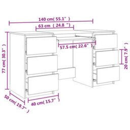 Vidaxl Writing Desk Sonoma Oak 140X50X77 Cm Engineered Wood - thumbnail 8