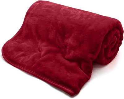 Homes & Linen Fleece Faux Fur Red Roll Mink Throws Soft Cosy Bed Blankets