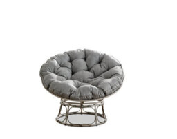 Furniturebox Uk Moon Grey Rattan Garden Papasan Chair In Textured Grey Rattan Weave And Thick Grey Cushion - Single Garden Chair - thumbnail 4