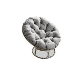 Furniturebox Uk Moon Grey Rattan Garden Papasan Chair In Textured Grey Rattan Weave And Thick Grey Cushion - Single Garden Chair - thumbnail 3