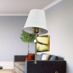 First Choice Lighting Set Of 2 Horrace - Brass Rechargeable Wall Lights With Linen Shades - thumbnail 6