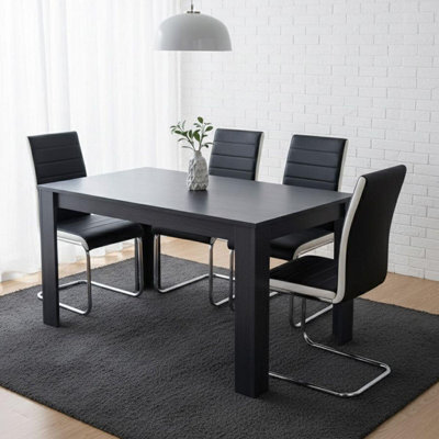 Kosy Koala Arrow Charcoal Dining Table Set With 4 Faux Leather Dining Chairs Kitchen Dining Furniture Set - image 1