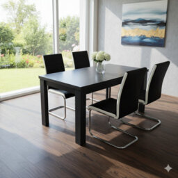 Kosy Koala Arrow Charcoal Dining Table Set With 4 Faux Leather Dining Chairs Kitchen Dining Furniture Set - thumbnail 2