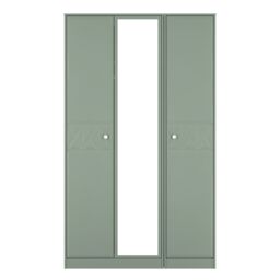 Genoa Ready Assembled Contemporary Matt Green Tall Triple Wardrobe With 1 Mirror Door (H)1960mm (W)1108mm (D)530mm - thumbnail 2