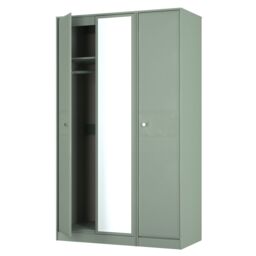 Genoa Ready Assembled Contemporary Matt Green Tall Triple Wardrobe With 1 Mirror Door (H)1960mm (W)1108mm (D)530mm - thumbnail 4