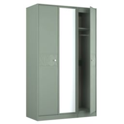 Genoa Ready Assembled Contemporary Matt Green Tall Triple Wardrobe With 1 Mirror Door (H)1960mm (W)1108mm (D)530mm - thumbnail 5