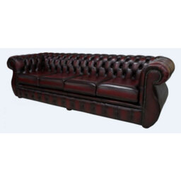Chesterfield 4 Seater Antique Oxblood Real Leather Sofa Bespoke In Kimberley Style - thumbnail 2