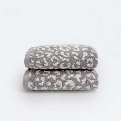 Allure Bath Fashions Luxury Zero Twist Leopard Print Hand Towels Pack Of 2 - 100% Cotton - image 1