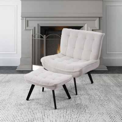 Darphe Minimal Comfy Chair With Footstool Set For Living Reading Room - image 1