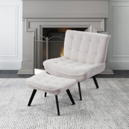 Darphe Minimal Comfy Chair With Footstool Set For Living Reading Room - thumbnail 1