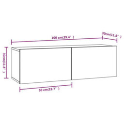 Berkfield Classic 4 Piece Tv Cabinet Set Concrete Grey Engineered Wood - thumbnail 8