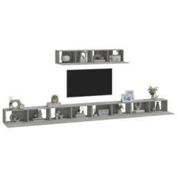 Berkfield Classic 4 Piece Tv Cabinet Set Concrete Grey Engineered Wood - thumbnail 7