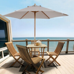 Outsunny 2.5M Wood Garden Parasol Sun Shade Patio Outdoor Wooden Umbrella Canopy - thumbnail 1