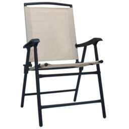 Berkfield Folding Garden Chairs 2 Pcs Texilene Cream - thumbnail 2