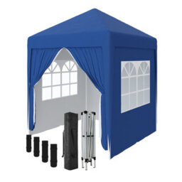 Sundaze Garden Pop Up Gazebo Party Tent Camping Marquee Canopy With 4 Sidewalls Carrying Bag Blue 2X2M