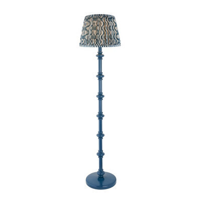 Luminosa Lighting Luminosa Carnaby Satin Marlin Blue Paint Floor Lamp With Marlin Blue Fabric Ripple Shade 35Cm B22 - image 1