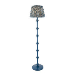 Luminosa Lighting Luminosa Carnaby Satin Marlin Blue Paint Floor Lamp With Marlin Blue Fabric Ripple Shade 35Cm B22