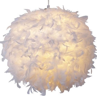 Klass Home Collection 40Cm White Feather Light Shade, Lamp Shade For Pendant Ceiling Light, Table Lamp, Floor Lamp - image 1