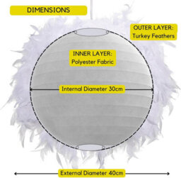 Klass Home Collection 40Cm White Feather Light Shade, Lamp Shade For Pendant Ceiling Light, Table Lamp, Floor Lamp - thumbnail 4