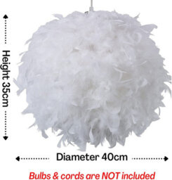 Klass Home Collection 40Cm White Feather Light Shade, Lamp Shade For Pendant Ceiling Light, Table Lamp, Floor Lamp - thumbnail 3