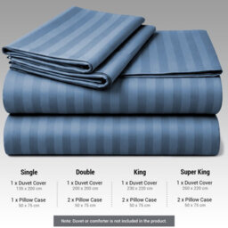 Lazzaro Elegant Satin Stripe King Duvet Cover Set Soft Microfiber Hotel Style Hypoallergenic Bedding Sets - thumbnail 6