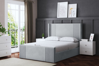 DS Living Elara Winged Silver Panel Bed With Headboard Small Single - image 1