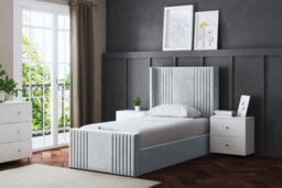 DS Living Elara Winged Silver Panel Bed With Headboard Small Single - thumbnail 4