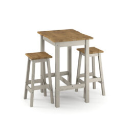 Core Products Corona Grey Chunky Live Edge Small 800mm Rectangular High Breakfast Bar Table & 2 Bar Stool Set - thumbnail 1