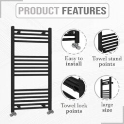 ARKO BATHROOM Arko Towel Radiator, Heated Towel Rails,wall Mounted Ladder Radiators 500X1000mm,black - thumbnail 2