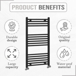 ARKO BATHROOM Arko Towel Radiator, Heated Towel Rails,wall Mounted Ladder Radiators 500X1000mm,black - thumbnail 3