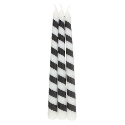 Something Different Candy Cane Taper Candle (Pack Of 3) Black/white (One Size) - image 1