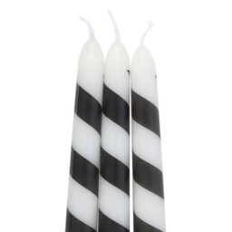 Something Different Candy Cane Taper Candle (Pack Of 3) Black/white (One Size) - thumbnail 4