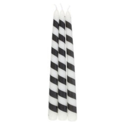 Something Different Candy Cane Taper Candle (Pack Of 3) Black/white (One Size)