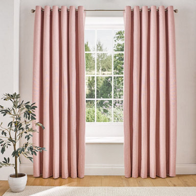 Mysmartbuy Linen Look Eyelet Blackout Curtains Blush/229 X 229Cm - image 1