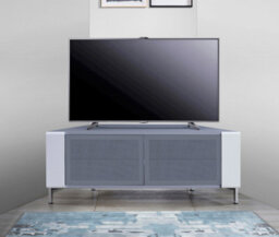 "Mda Designs Corvus Corner-Friendly Grey Beamthru Glass Doors With White Profiles Cabinet For Flat Screen Tvs Up To 50""" - thumbnail 8