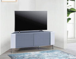 "Mda Designs Corvus Corner-Friendly Grey Beamthru Glass Doors With White Profiles Cabinet For Flat Screen Tvs Up To 50""" - thumbnail 2