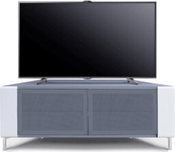 "Mda Designs Corvus Corner-Friendly Grey Beamthru Glass Doors With White Profiles Cabinet For Flat Screen Tvs Up To 50""" - thumbnail 3