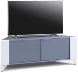 "Mda Designs Corvus Corner-Friendly Grey Beamthru Glass Doors With White Profiles Cabinet For Flat Screen Tvs Up To 50""" - thumbnail 1